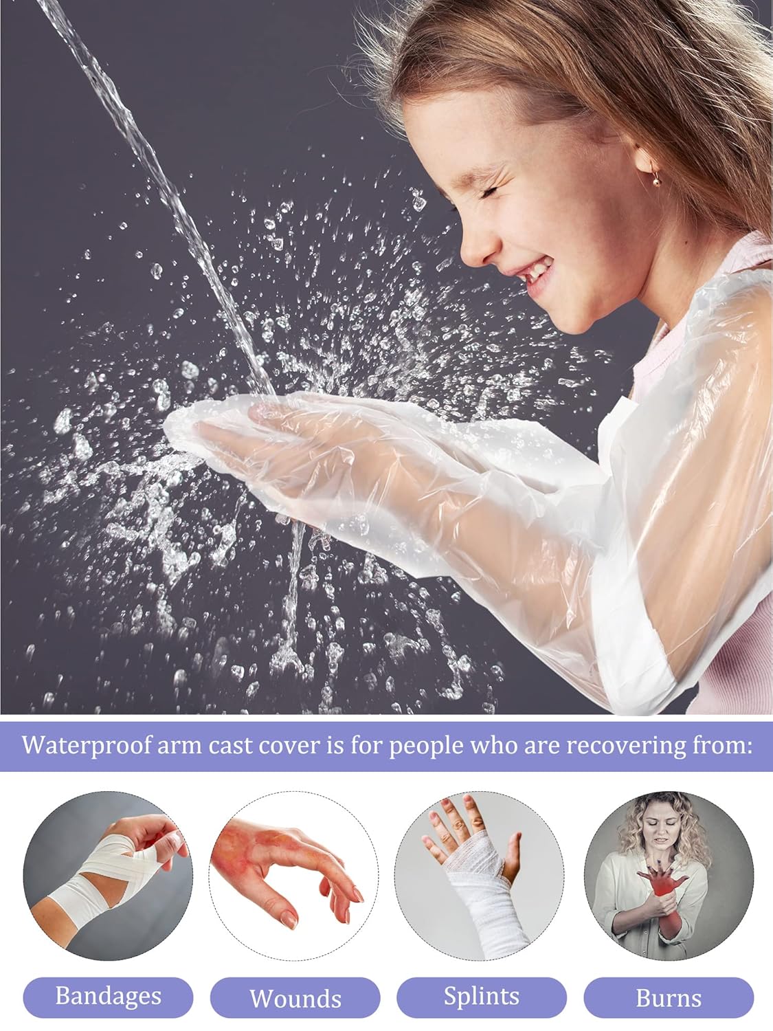 50Pcs Waterproof Arm Cast Covers for Shower & Bath - Durable & Reusable Protection