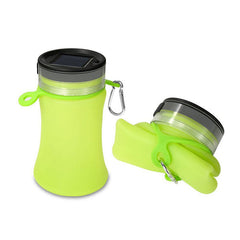 550ml Collapsible Silicone Waterproof Sport Water Bottle with Solar LED Camping Lantern and Solar Charger