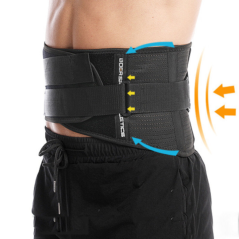 Waist Support Lumbar Brace Belt with Metal Springs for Gym, Fitness, Weightlifting, Injury & Pain Relief