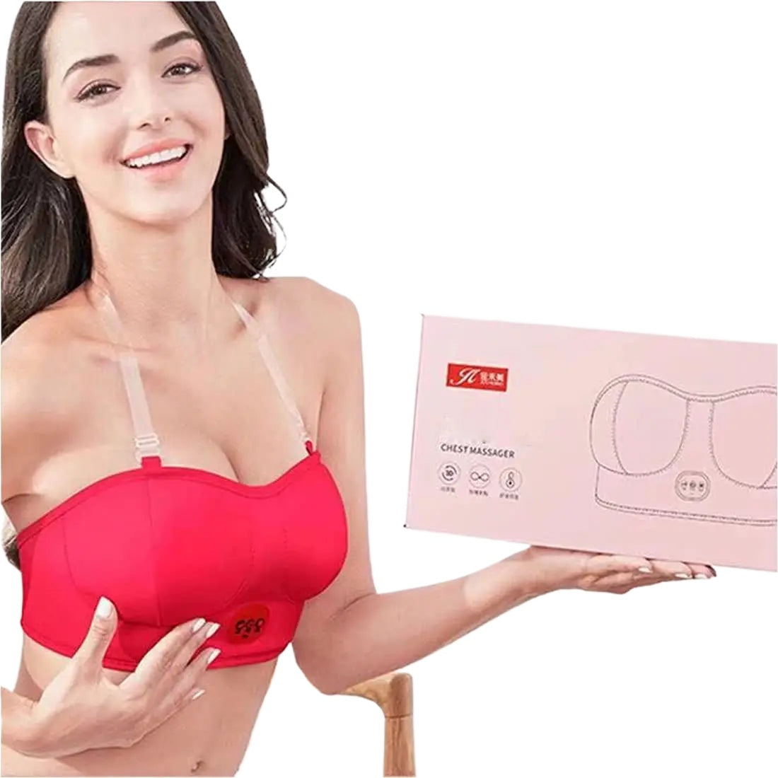 Wireless Electric Breast Massage Bra with Hot Compress for Enhancement and Lift