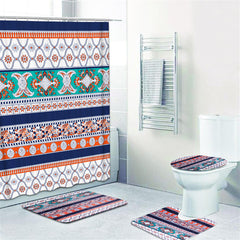 1/3/4PCS Waterproof Shower Curtain Set with Non-Slip Rug, Pedestal Rug, and Toilet Cover Mat for Bathroom