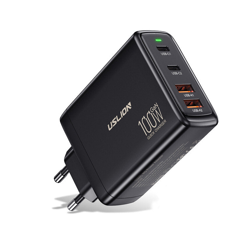 100W GaN 4-Port USB PD Fast Charger, Compatible with iPhone, Samsung, Huawei