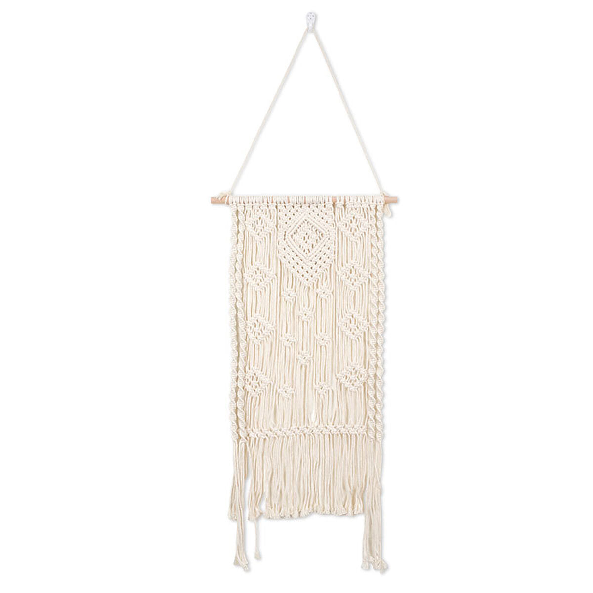 Hand-Woven Macrame Plant Hanger Basket with Wood Shelf - Room Decoration Tapestry