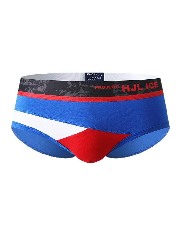 Herren-Slip aus Baumwolle mit Farbblock-Muster, Skinny Fit, mittlere Taille, Stretch, atmungsaktiv