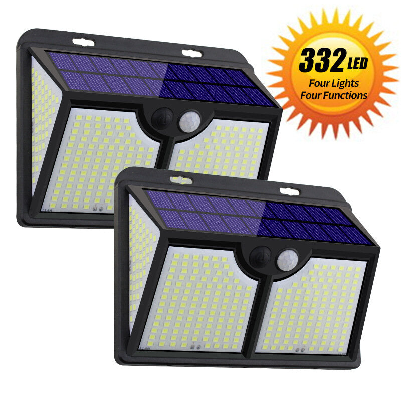 188/333 LED Solar Street Light with PIR Motion Sensor for Outdoor Garden, Path, Yard Lighting