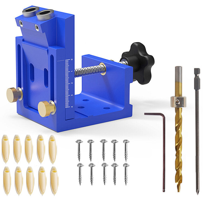 Einstellbarer Locher für die Holzbearbeitung mit metrischer und imperialer Kalibrierung - Dübelloch-Vorrichtungssystem-Set aus Aluminiumlegierung