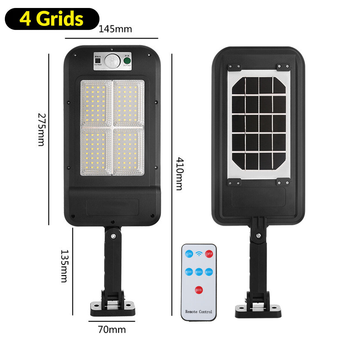 128 LED Solar-Powered Street Light with Remote Control and Motion Sensor for Rural Areas