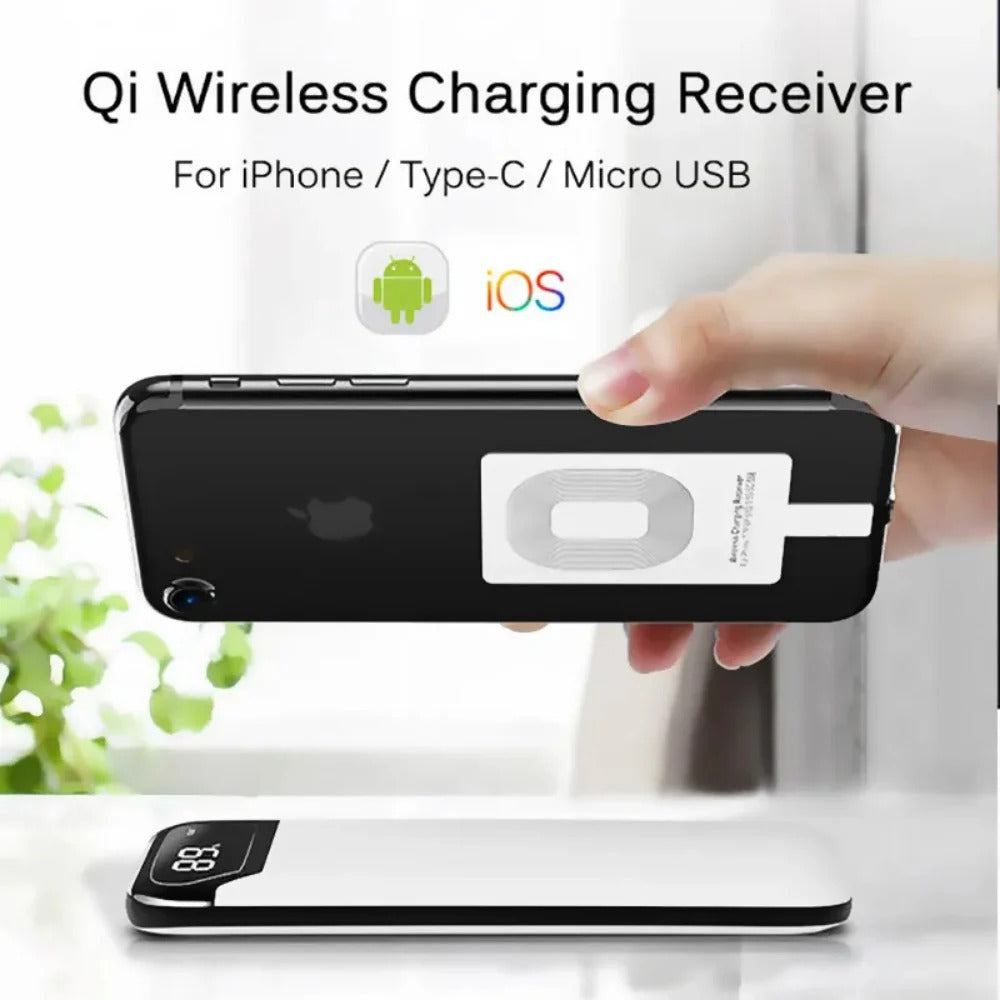 Qi Wireless Charger Receiver - Fast Charging Adapter for iPhone 5-7 & Android Phones