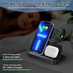 3-in-1 Wireless Charger Stand for iPhone 15/14/13, Samsung S22/S21, Galaxy Watch & Buds