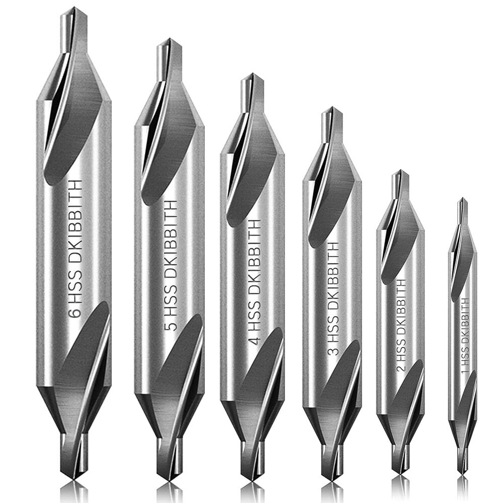 6-teiliges M2-Zentrierbohrer-Set aus Schnellarbeitsstahl für die Metallbearbeitung, 60 Grad, 1,0–6,0 mm Senkdrehwerkzeuge