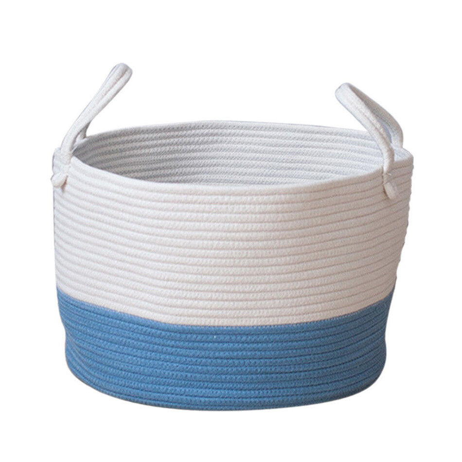 Cotton Rope Storage Basket - Baby Laundry Woven Basket with Handles