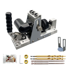 9.5mm 3/8 Inch Oblique Hole Locator Kit with Dust Hose, Drill Bits, Pocket Hole Jig, Woodworking Drill Guide Set