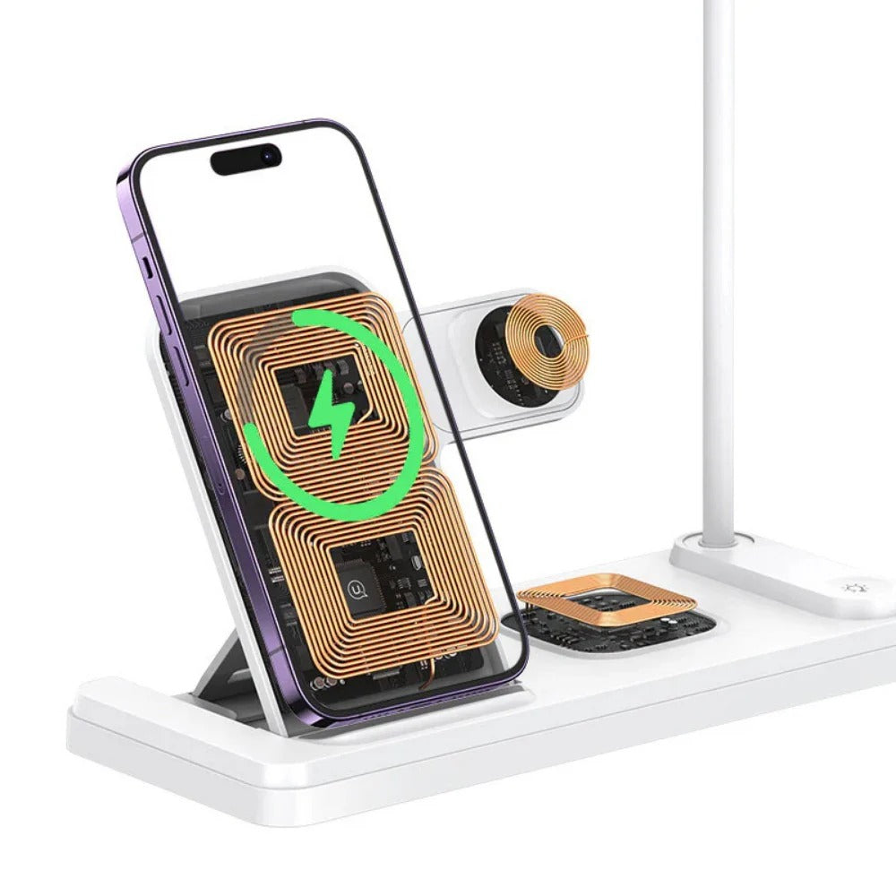 Fast Wireless Charger & Table Lamp for Qi-Enabled Phones, iPhone, Samsung, Xiaomi, AirPods, Smart Watches