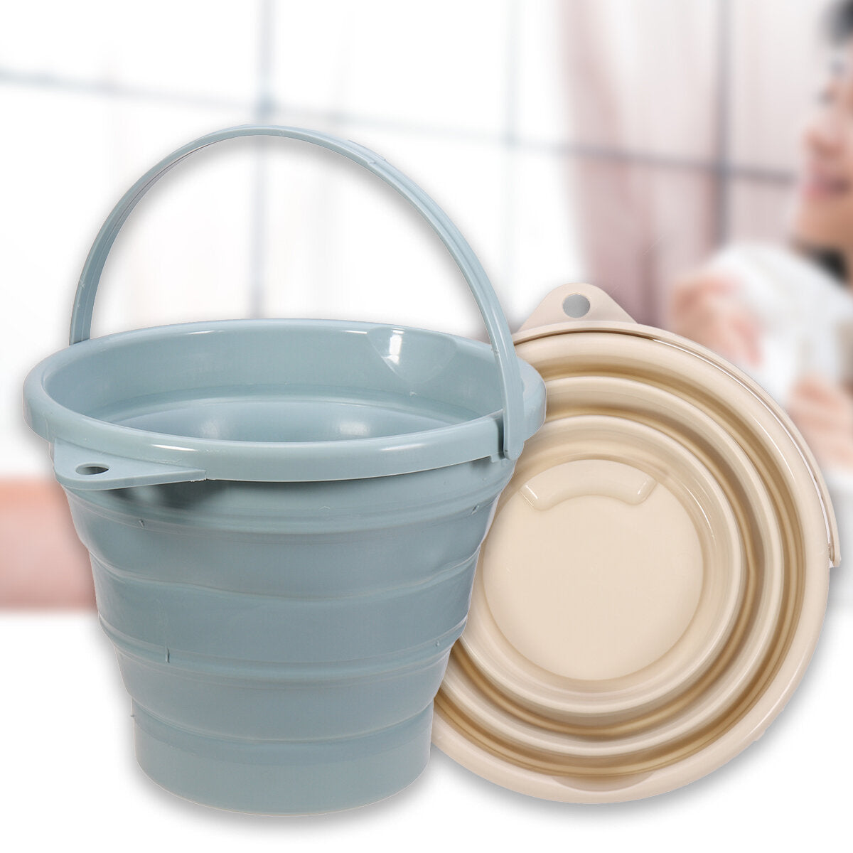 10L Portable Folding Silicone Bucket for Laundry, Storage, Outdoor Fishing - Round, Compact, and Durable