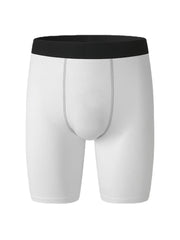 Einfarbige, elastische, schnelltrocknende, atmungsaktive Fitness-Shorts für Herren mit schmaler Taille und mittlerer Taille