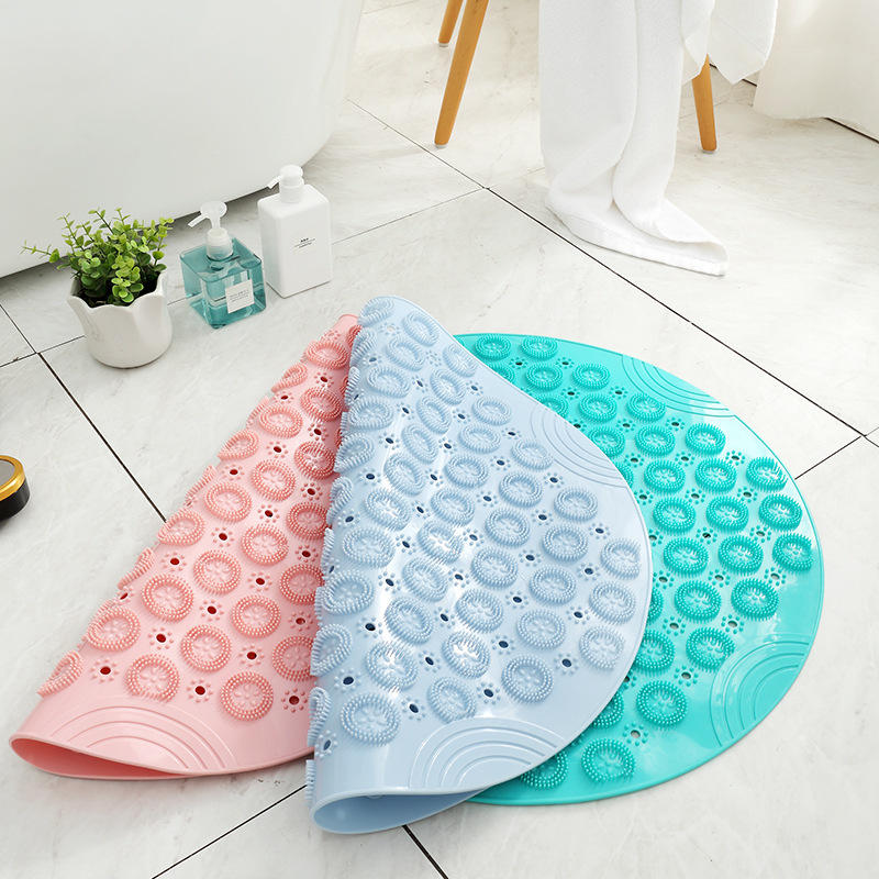 55cm Non-slip Round Bathroom Mat - Safety Shower Massage Pad with Drainage Suction Cups