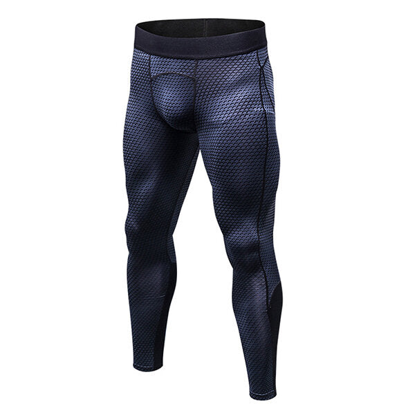 PRO Fitness Men's Quick Dry Stretch Running Tights - 3D Printed Casual Pants