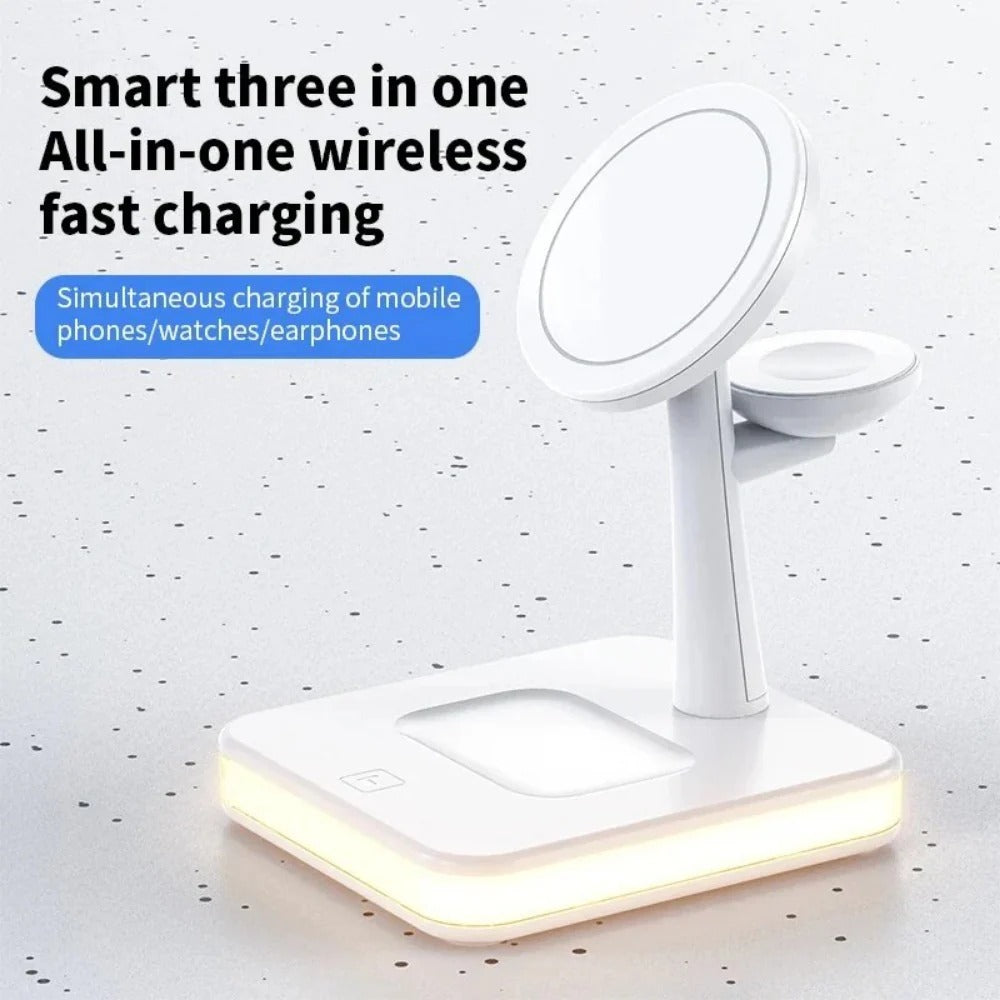 30W 4-in-1 Magnetic Wireless Charger Lamp for iPhone, Apple Watch, and AirPods