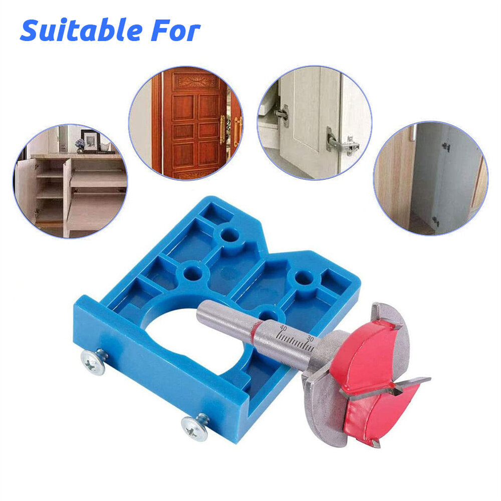 35mm Hinge Drilling Jig Set - Concealed Guide, Woodworking Hole Opener for Door Cabinet Accessories