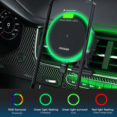 RGB Magnetic Car Phone Holder & 15W Wireless Charger for iPhone 14/13 Pro Max, Samsung Devices