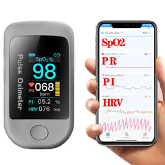 Boxym Smart Bluetooth 5.1 Fingertip Pulse Oximeter HRV Monitor with App Control for Android & iOS