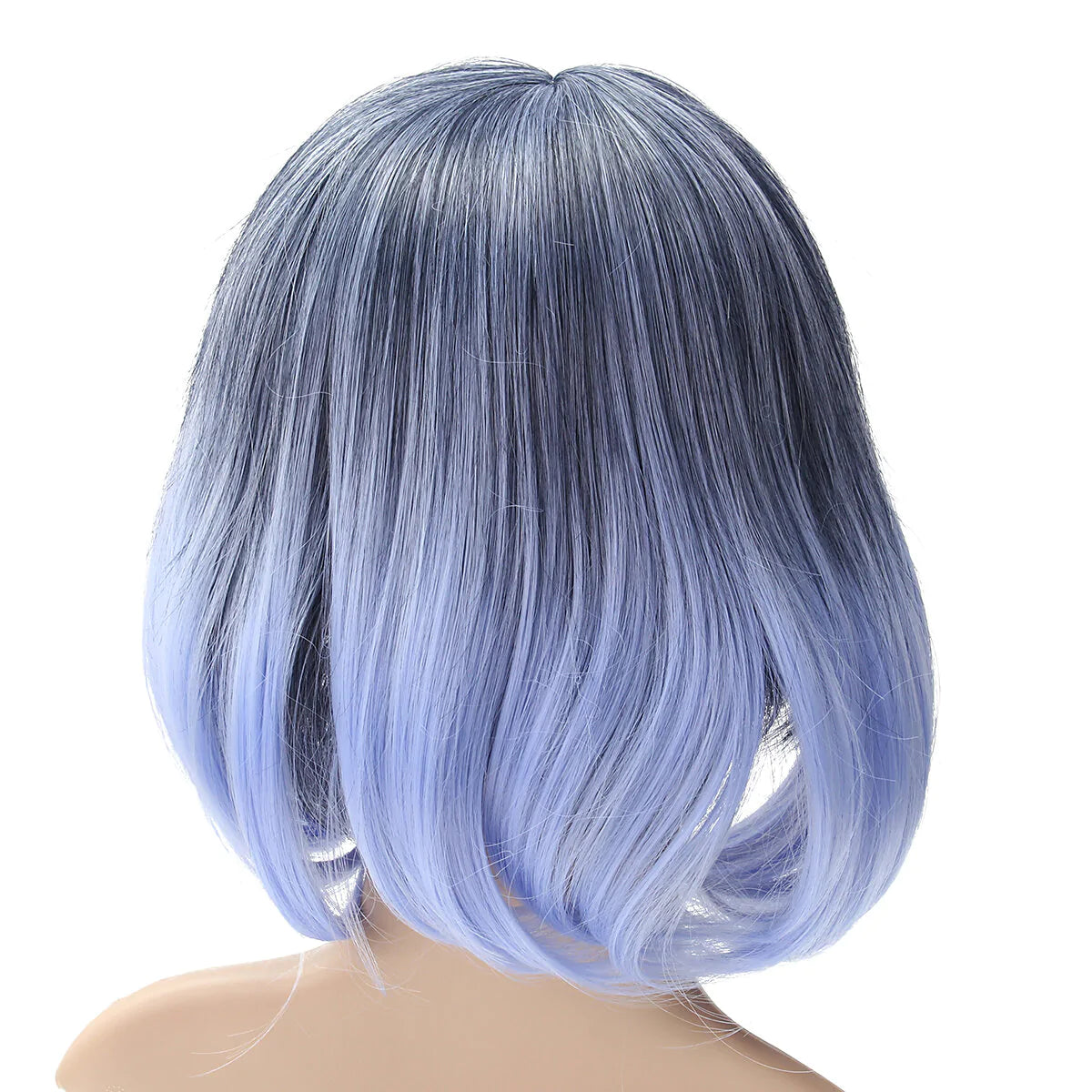 35-40cm Blue Gradient Short Curly Cosplay Wig for Women - Anime Natural Role Play Capless