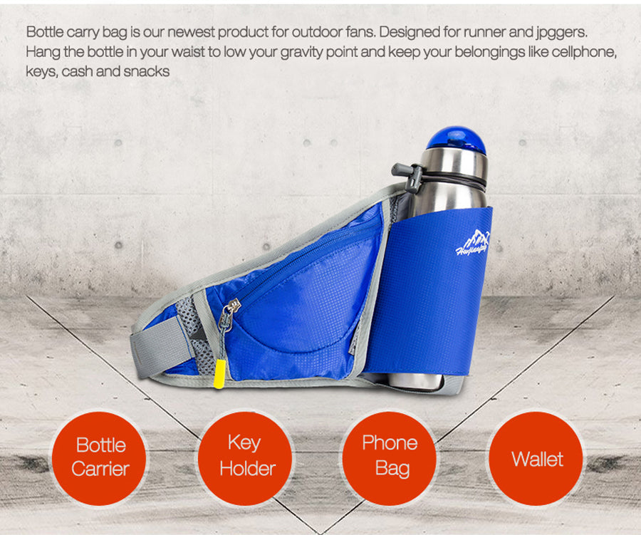 Portable Multifunction Bottle Carrier Waist Bag - Outdoor Sports Pack with Phone and Wallet Storage