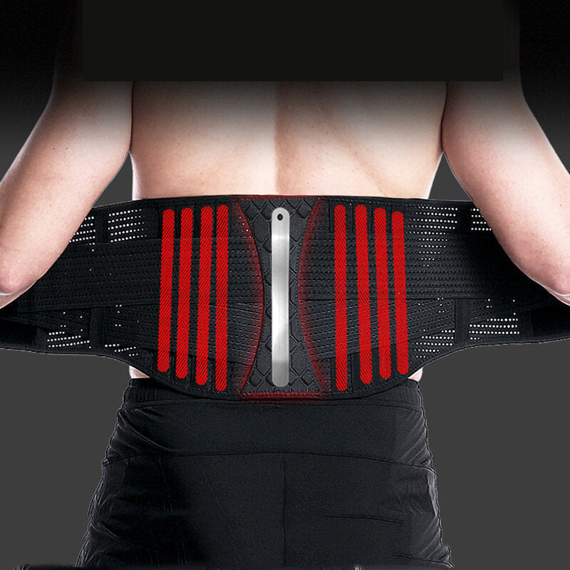 Adjustable Waist Support Belt with Heat Compression, Lumbar Brace, and Steel Plate for Squats and Intervertebral Disc Protection