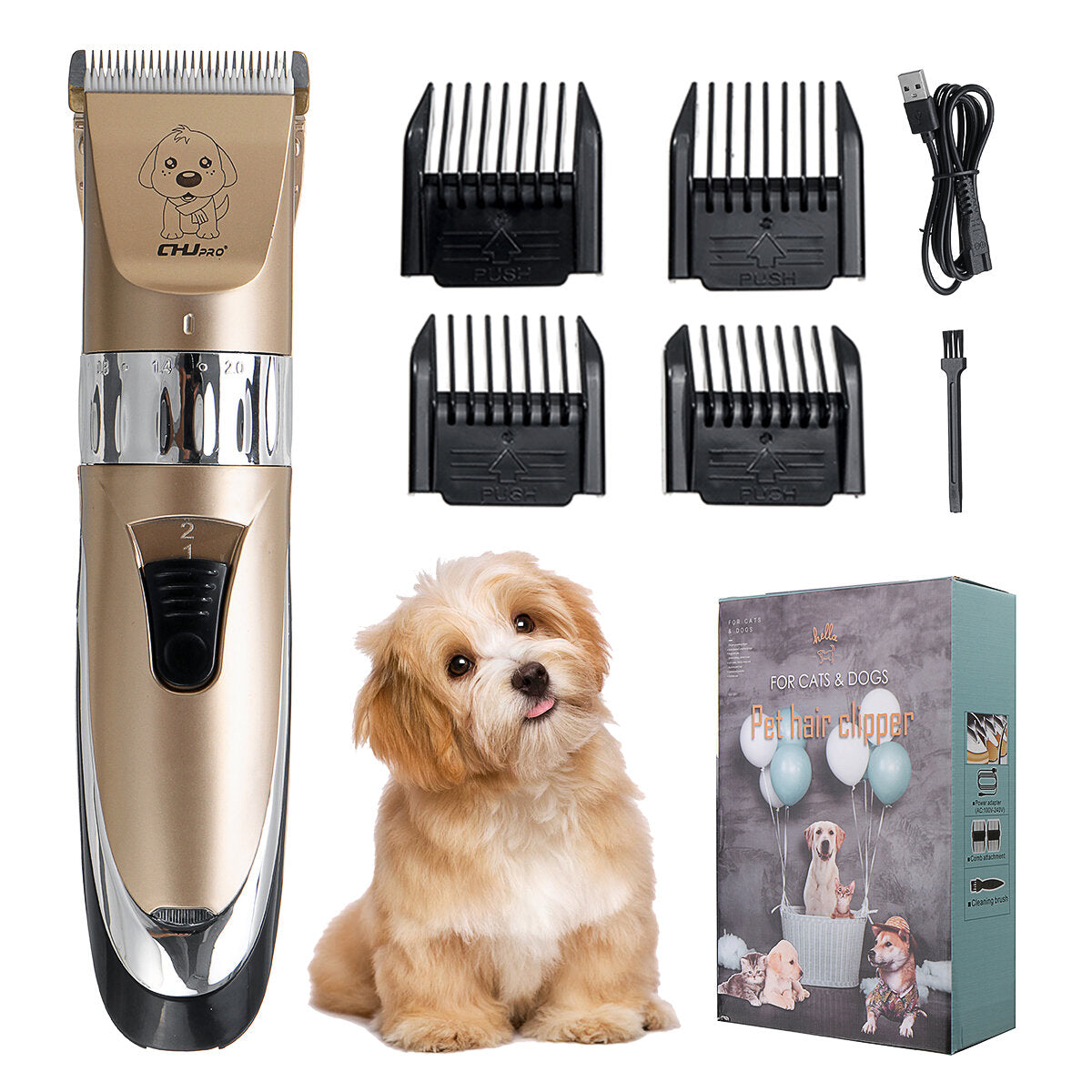 Professional Electric Pet Hair Trimmer Kit - Low Noise, USB Rechargeable Clippers for Cats and Dogs