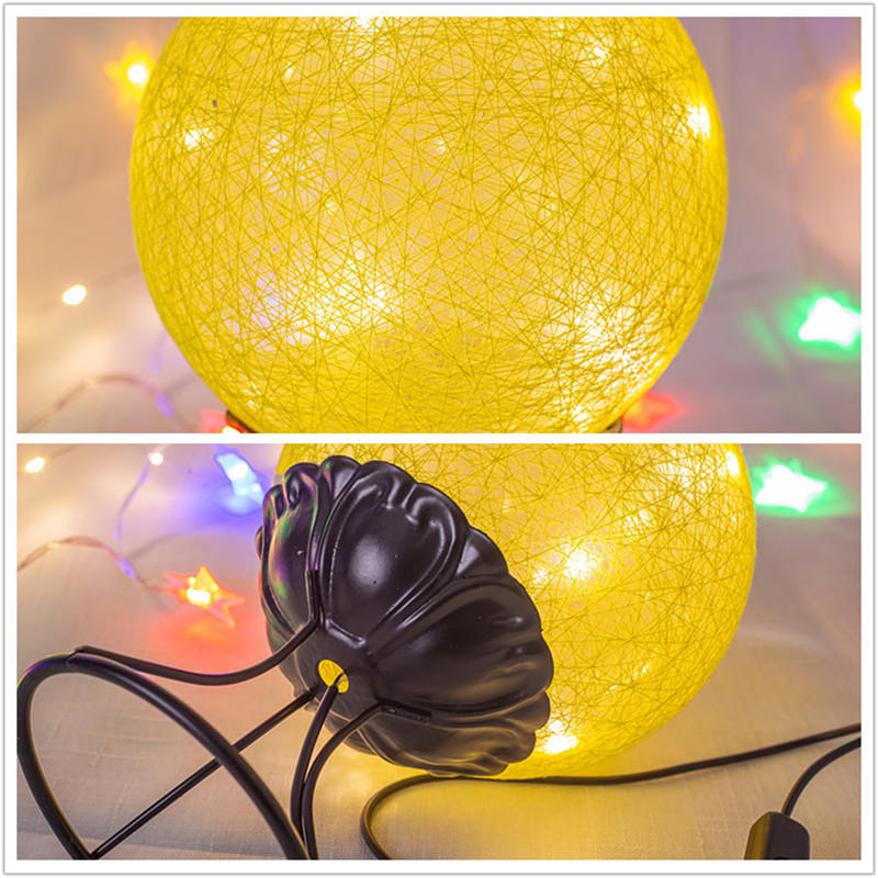 LED Linen Rattan Ball Desk Lamp - USB, Switch Button, Creative Romantic Night Light