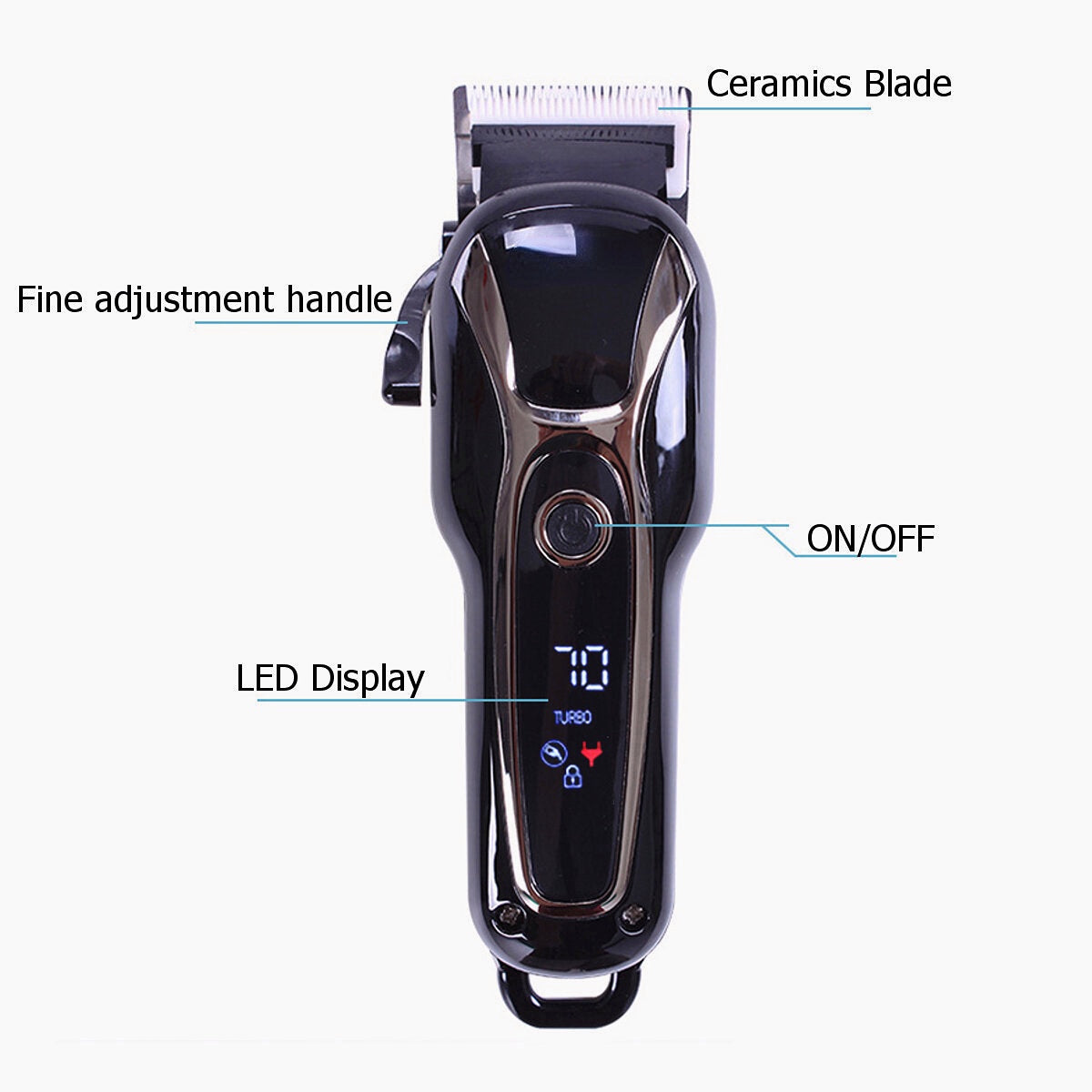 LCD Digital Display Electric Hair Clipper with Oil Head Scissors for Adults