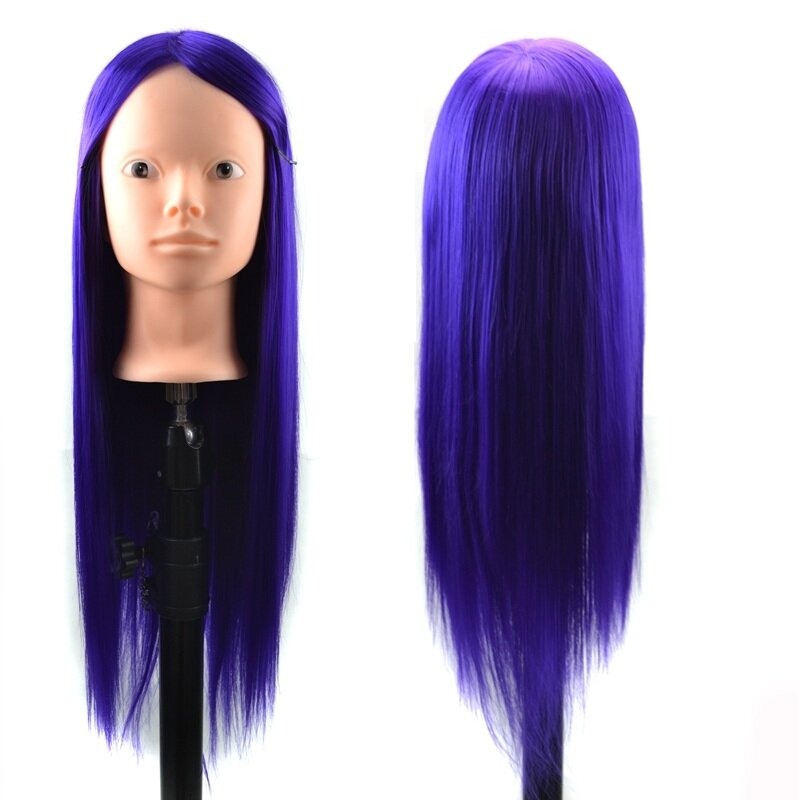 High-Temperature Fiber Hair Training Mannequin Head with Clamp for Salon Braiding Practice