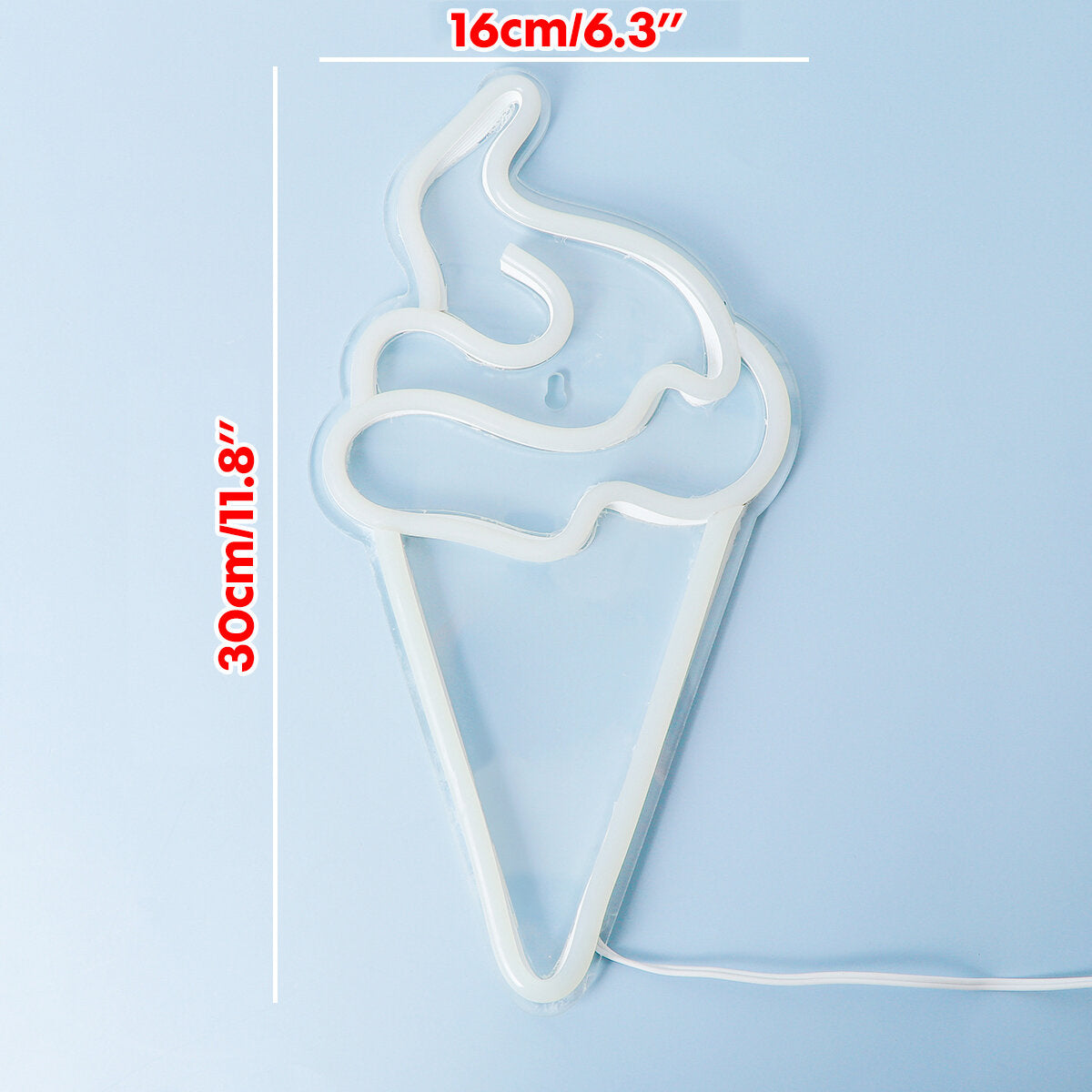 Ice Cream LED Neon Sign Light - Visual Artwork Night Light for Bedroom and Home Wall Lamps