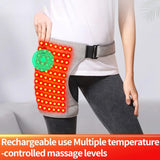 Red Light Therapy Heating Hip Pad, Vibration Massage Wrap for Sciatica Relief, Groin & Thigh Pain Recovery (45-65°C)