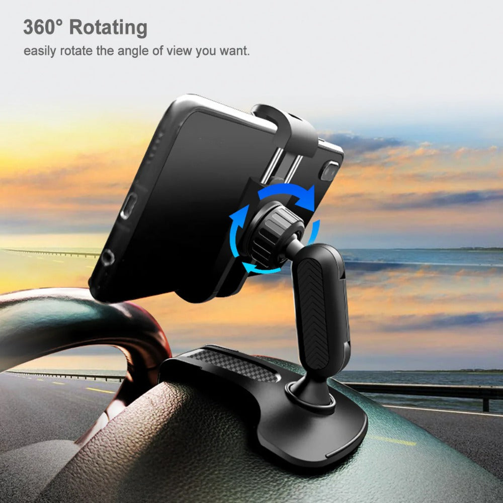 360 Degree Rotation Car Phone Holder for Sun Visor and Dashboard