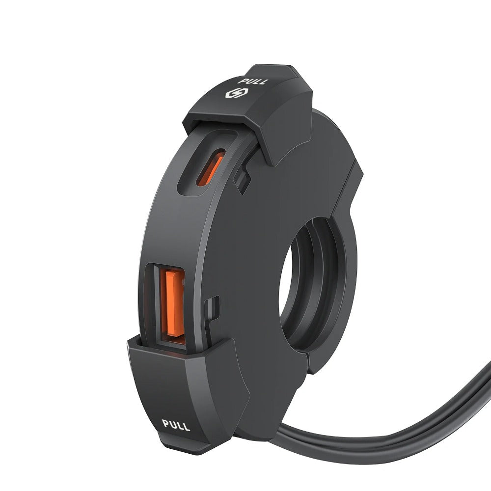 Motorcycle USB Charger QC3.0 Type C Waterproof Handlebar Mount 12/24V Adapter for Fast Charging