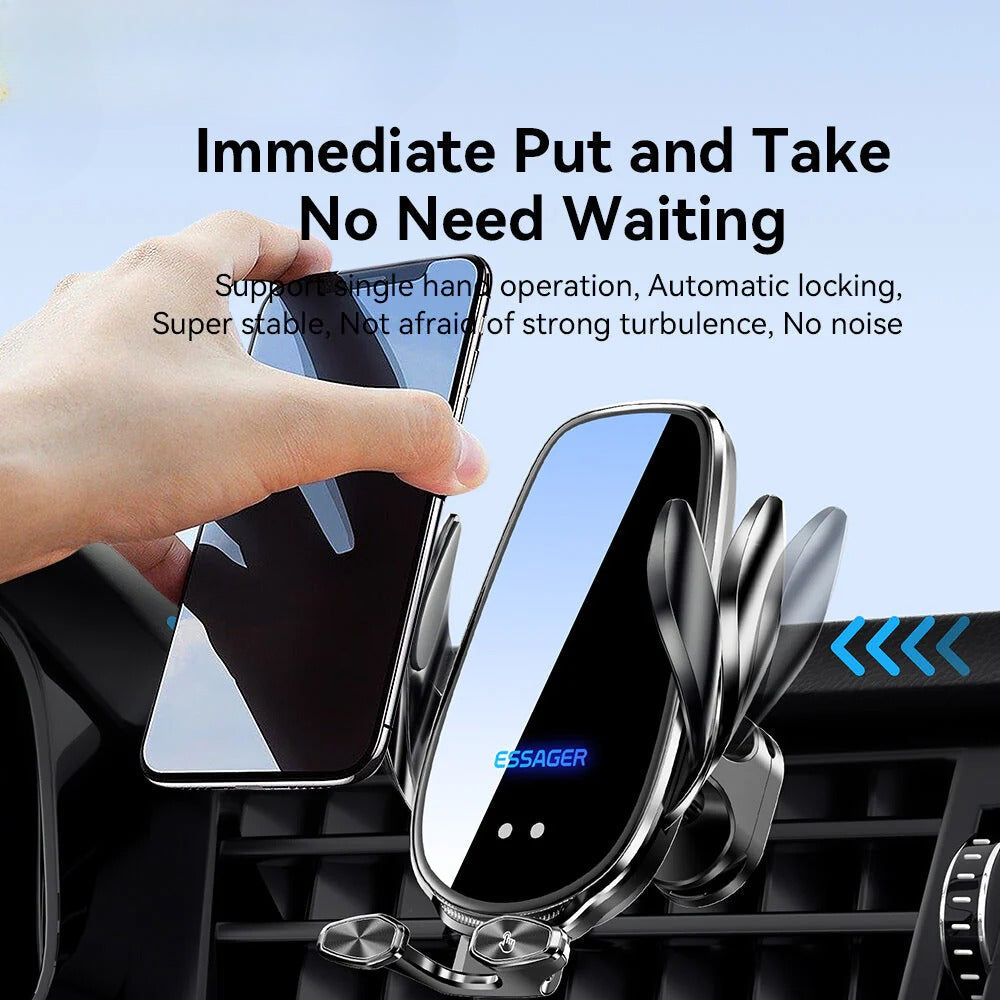 Wireless Car Phone Holder Charger - 15W/10W/7.5W/5W Fast Charging for iPhone, Xiaomi, Huawei