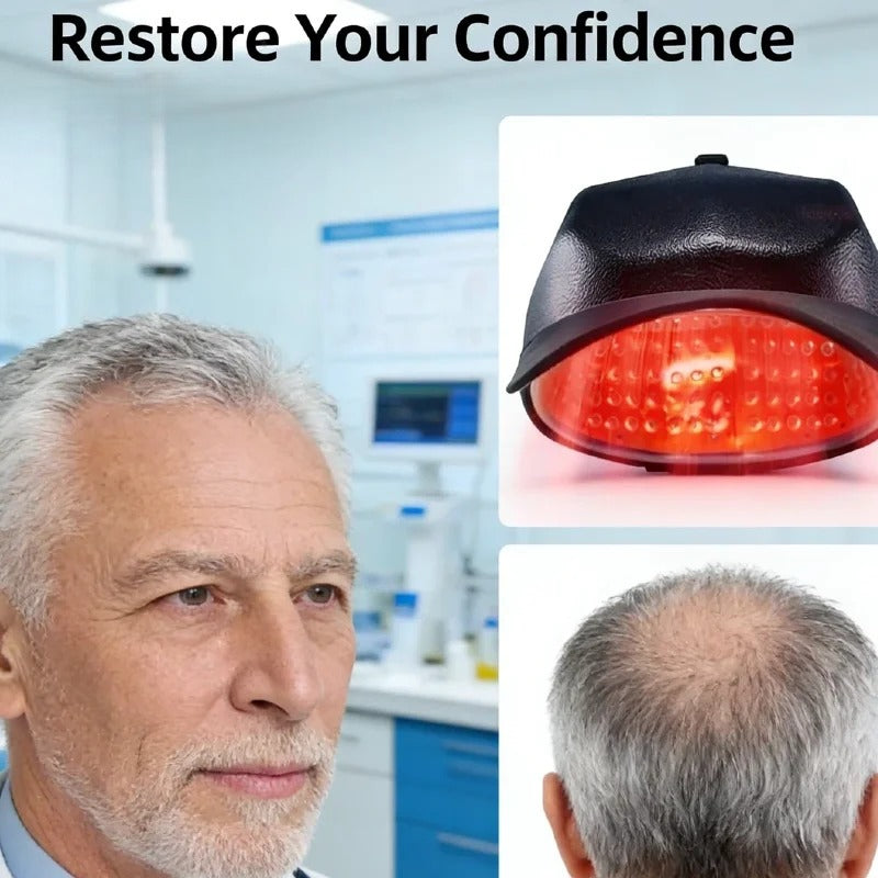 Hybrid Laser & LED Hair Growth Cap for Men & Women, 650nm Red Light Therapy Scalp Device for Thinning Hair & Hair Regrowth