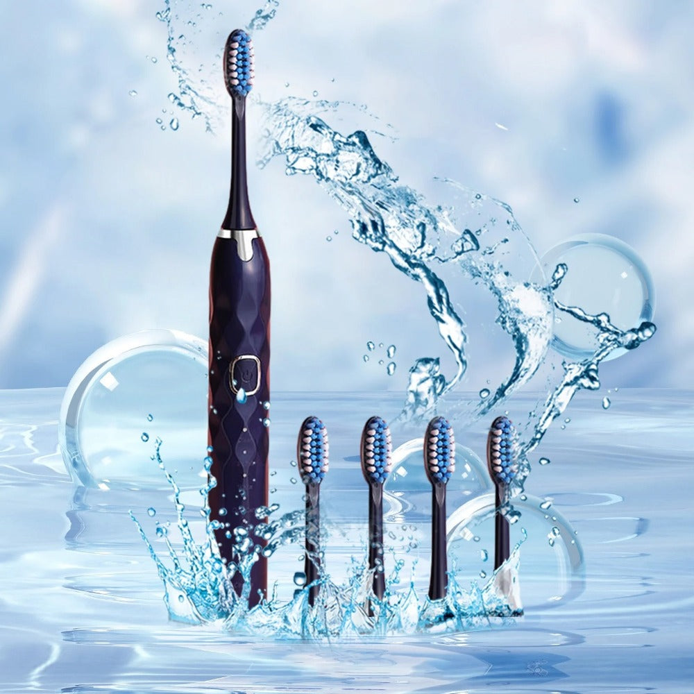 Electric Toothbrush Set - 5 Modes, IPX7 Waterproof, 5 Soft Heads for Adults & Kids