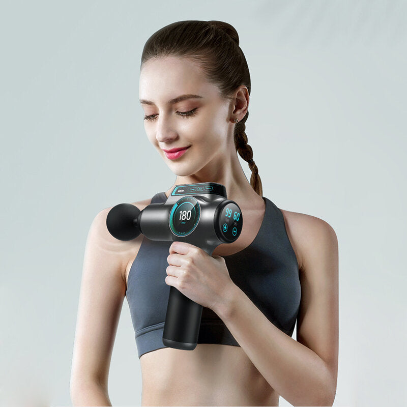 AI-Controlled LCD Touch Massage Gun with Strong Power and Long-Lasting Battery Life