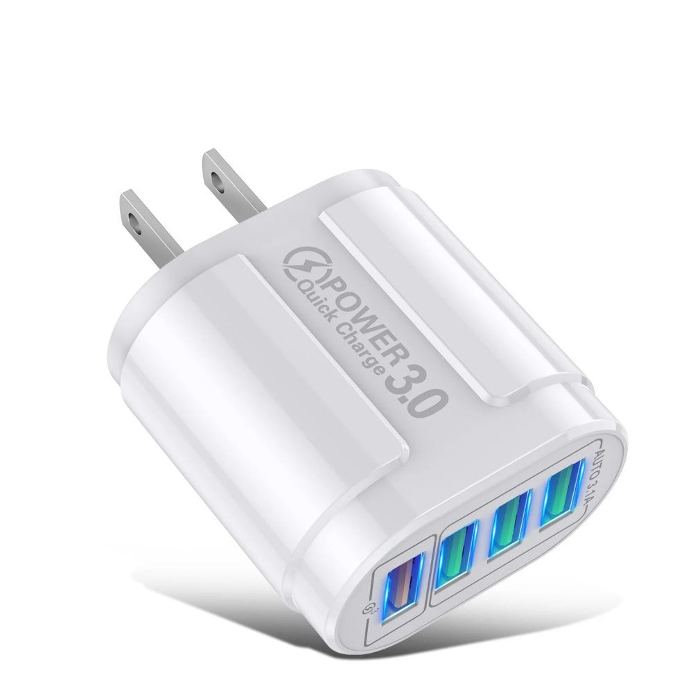 48 W 4-Port USB QC 3.0 Schnellladegerät Wandadapter für iPhone, Samsung, Xiaomi, Huawei