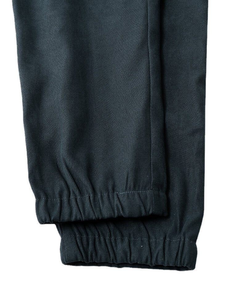 Men's Solid Color Ankle Length Casual Pants with Back Pockets