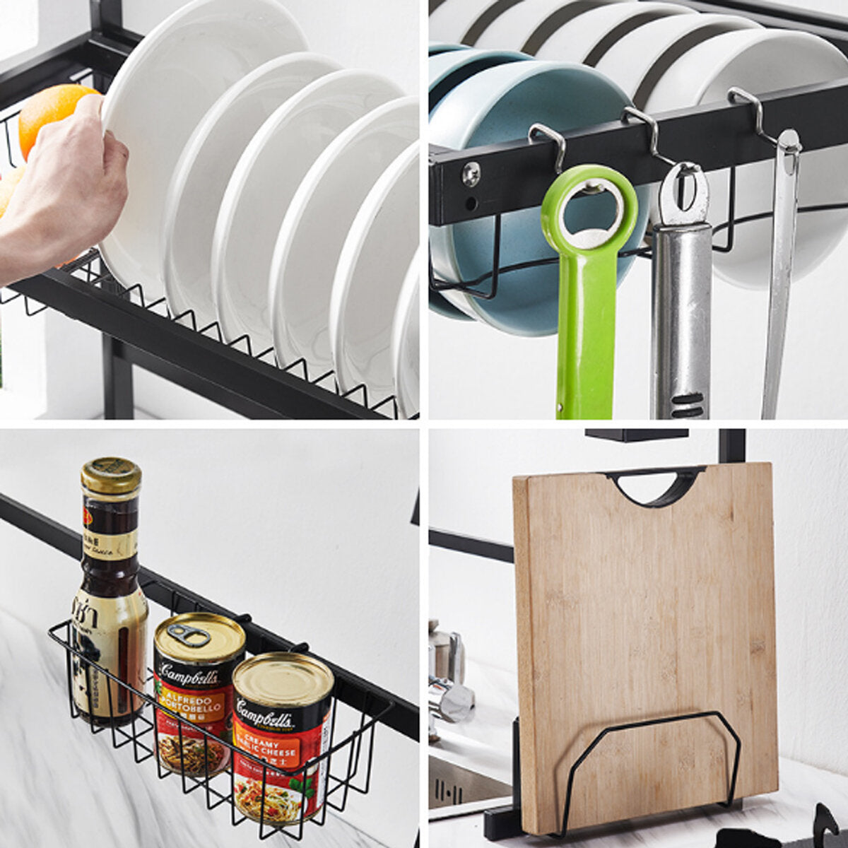 Over Sink Dish Drying Rack Organizer - Kitchen Draining Storage Holder
