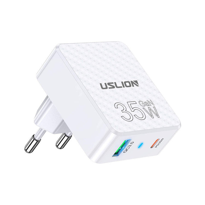 [GaN Tech] 2-Port USB-C/A Fast Charger PD3.0 QC3.0 EU Plug for iPhone, Hui, Samsung, Xiaomi