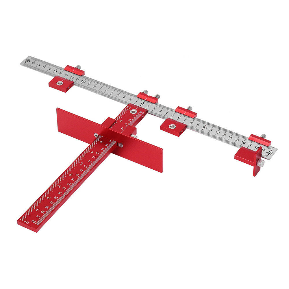 Red Aluminum Alloy Metric/Inch Cabinet Hardware Jig 5mm Drill Guide Cabinet Handle Template Jig