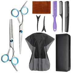 10 Pcs Professional Stainless Steel Barber Scissors Set - Thinning & Hairdressing Scissors for Barber Shops