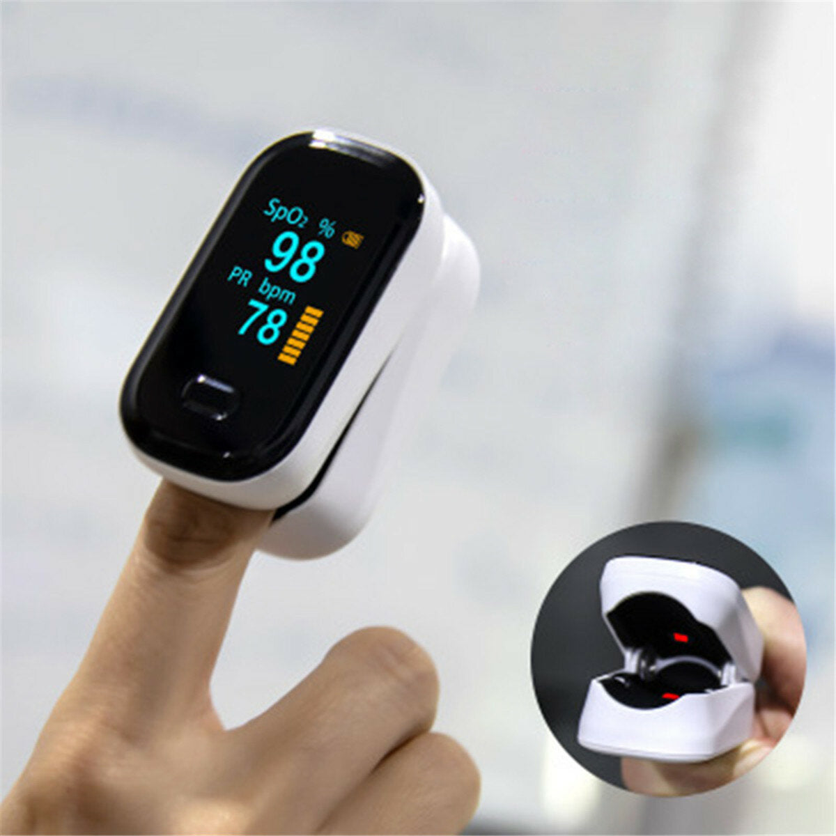 Portable Finger-Clamp Pulse Oximeter - Blood Oxygen Saturation & Heart Rate Monitor