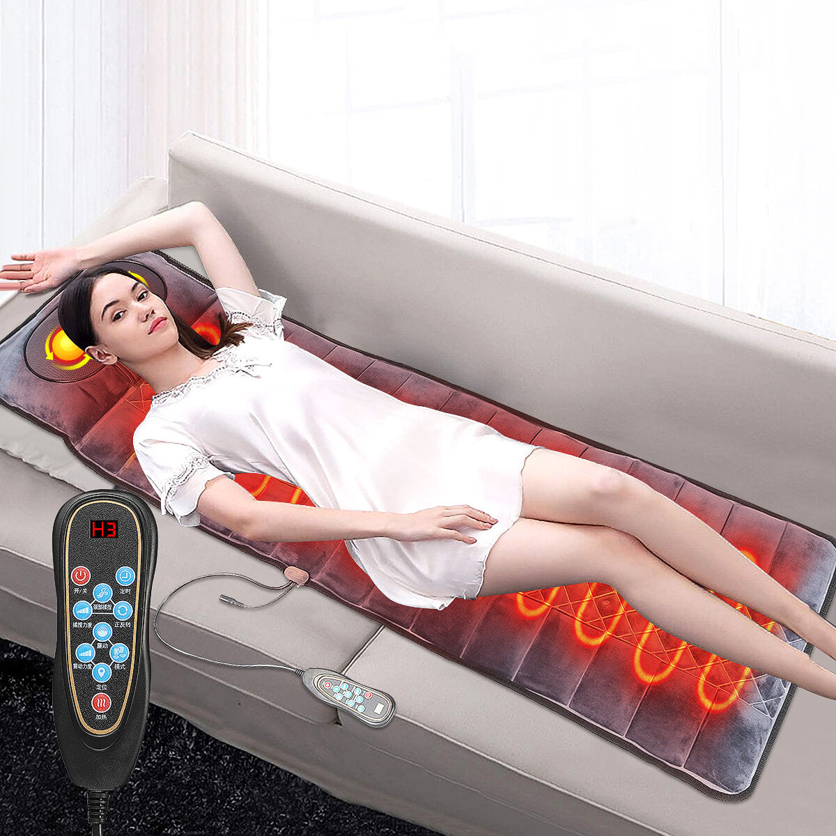 Multifunctional Electric Massage Mat with Airbag Traction, Hot Compress, Full Body, Foldable, Wave-like Vibration