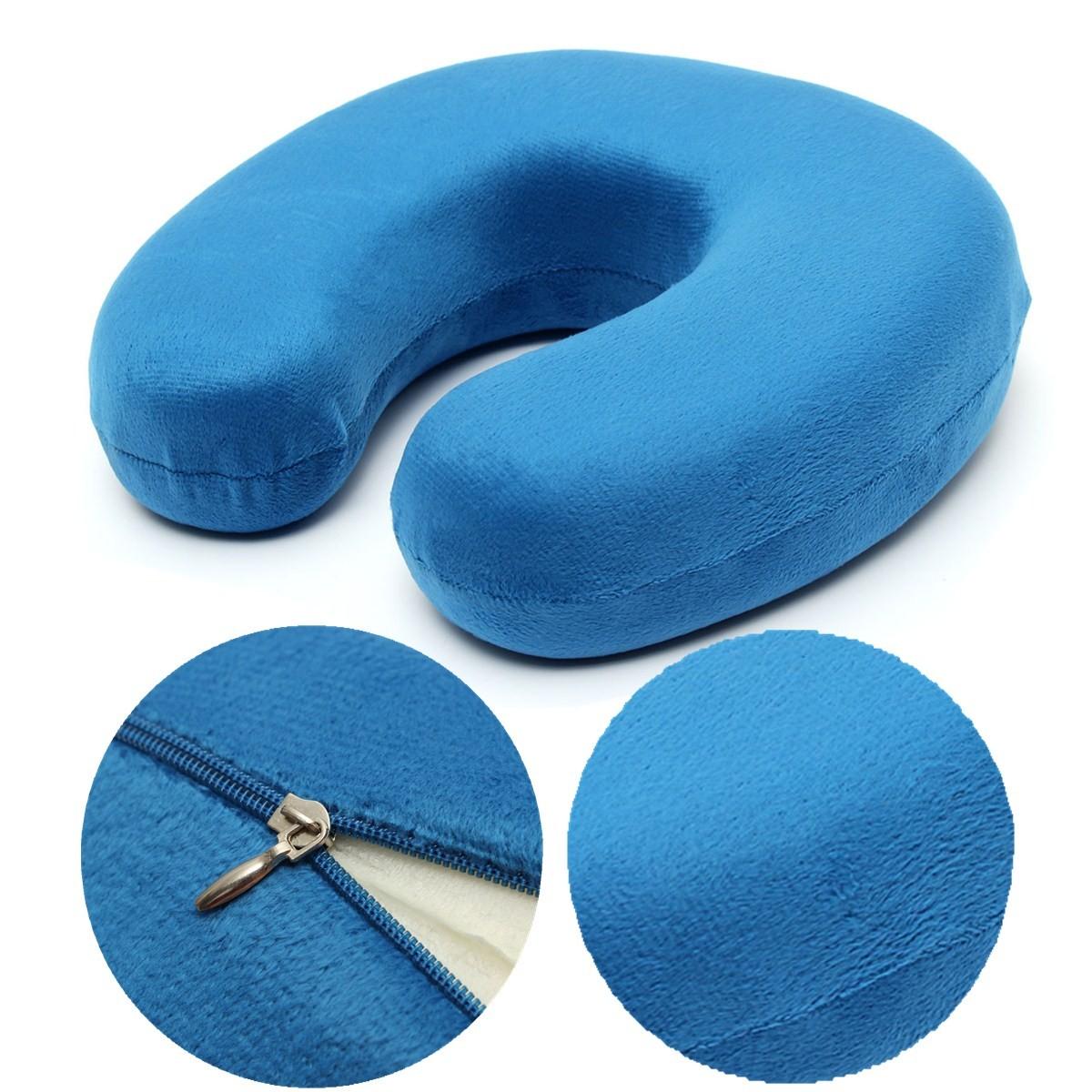 Soft Velour Memory Foam U-Shaped Neck Support Pillow for Car Comfort