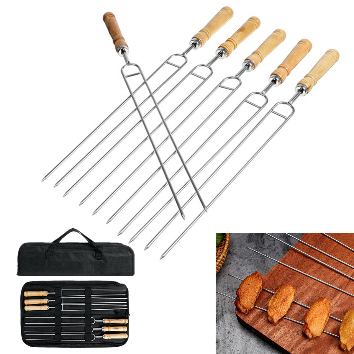 Extendable Stainless Steel Marshmallow Roasting Stick Set - Dual Forks for Outdoor BBQ and Kitchen Use